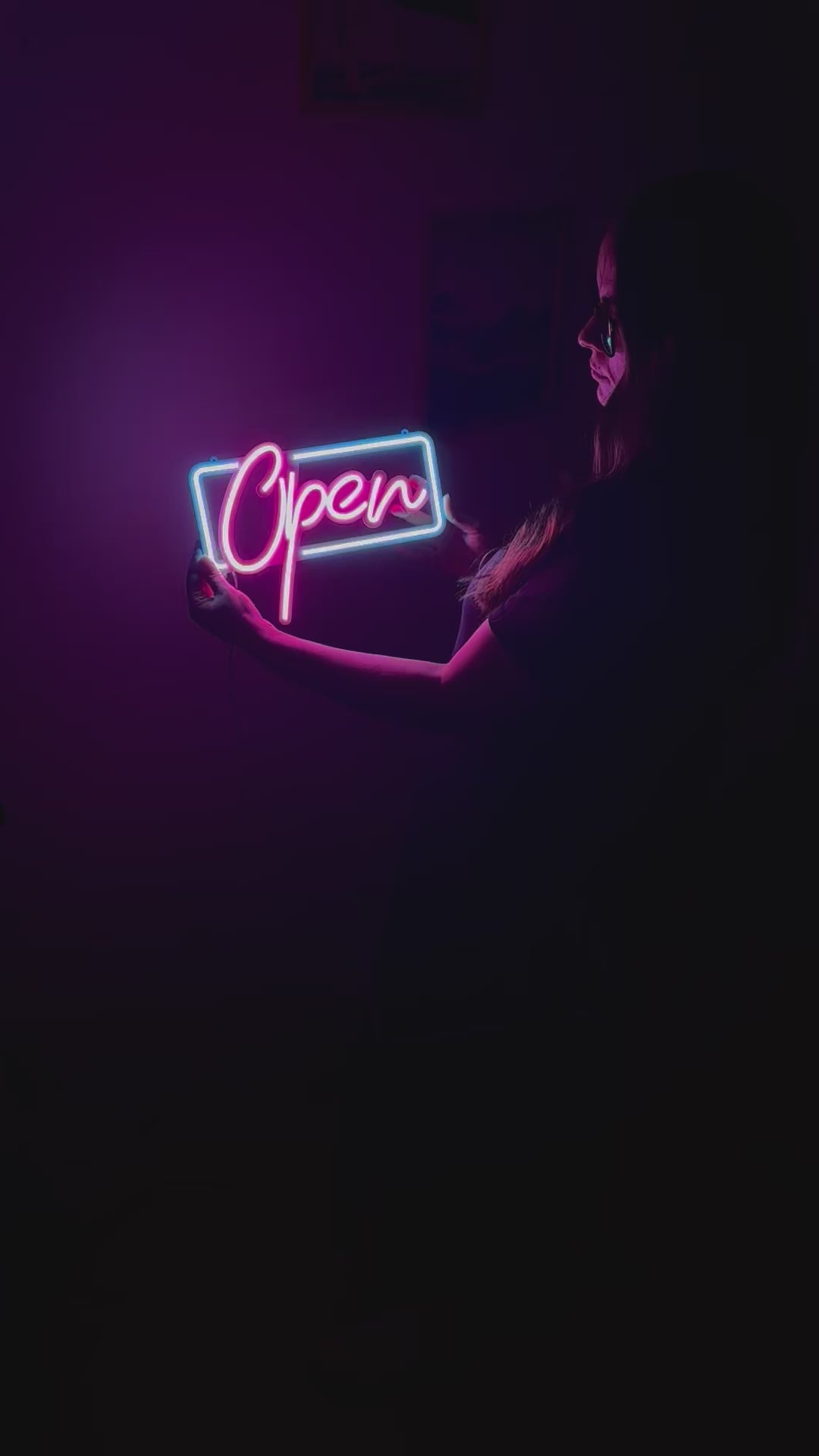 Open Neon Metal Sign