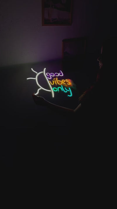 Good Vibes Only Neon Metal Sign