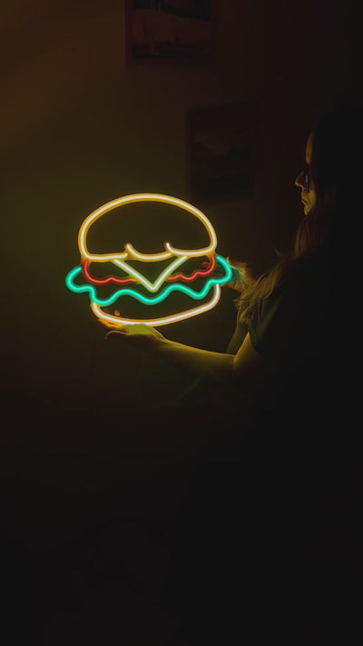 Hamburger Neon Metal Sign